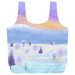 Vector Winter Landscape Sunset Evening Snow Full Print Recycle Bag (xl)