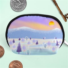 Vector Winter Landscape Sunset Evening Snow Accessory Pouch (medium)