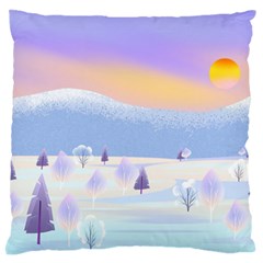 Vector Winter Landscape Sunset Evening Snow Standard Premium Plush Fleece Cushion Case (one Side)