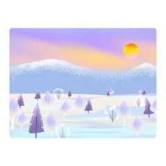 Vector Winter Landscape Sunset Evening Snow Two Sides Premium Plush Fleece Blanket (mini)