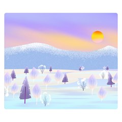 Vector Winter Landscape Sunset Evening Snow Two Sides Premium Plush Fleece Blanket (small)