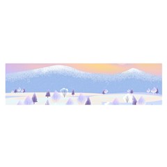 Vector Winter Landscape Sunset Evening Snow Oblong Satin Scarf (16  X 60 )