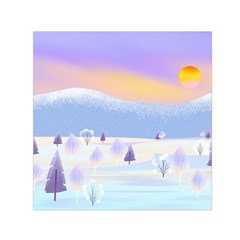 Vector Winter Landscape Sunset Evening Snow Square Satin Scarf (30  X 30 ) by Mog4mog4