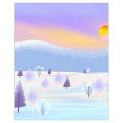 Vector Winter Landscape Sunset Evening Snow Drawstring Bag (small)