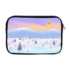 Vector Winter Landscape Sunset Evening Snow Apple Macbook Pro 17  Zipper Case