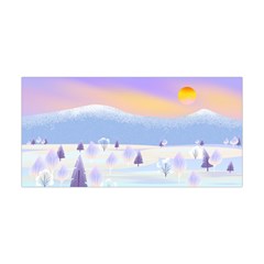 Vector Winter Landscape Sunset Evening Snow Yoga Headband