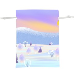 Vector Winter Landscape Sunset Evening Snow Lightweight Drawstring Pouch (xl) by Mog4mog4