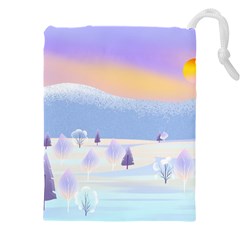 Vector Winter Landscape Sunset Evening Snow Drawstring Pouch (5xl) by Mog4mog4