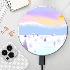 Vector Winter Landscape Sunset Evening Snow Wireless Fast Charger(white)