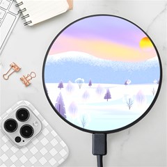 Vector Winter Landscape Sunset Evening Snow Wireless Fast Charger(black)