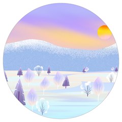 Vector Winter Landscape Sunset Evening Snow Round Trivet