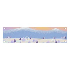 Vector Winter Landscape Sunset Evening Snow Banner And Sign 4  X 1 