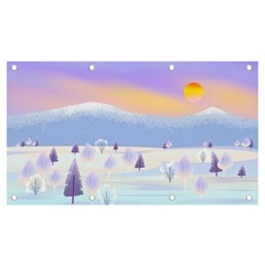 Vector Winter Landscape Sunset Evening Snow Banner And Sign 7  X 4 