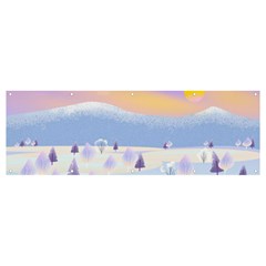 Vector Winter Landscape Sunset Evening Snow Banner And Sign 12  X 4  by Mog4mog4