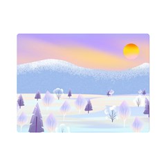 Vector Winter Landscape Sunset Evening Snow Premium Plush Fleece Blanket (mini)