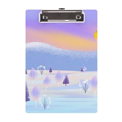 Vector Winter Landscape Sunset Evening Snow A5 Acrylic Clipboard