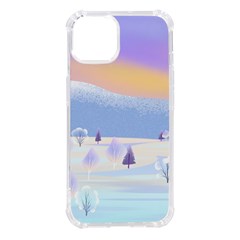 Vector Winter Landscape Sunset Evening Snow Iphone 14 Tpu Uv Print Case