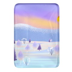 Vector Winter Landscape Sunset Evening Snow Rectangular Glass Fridge Magnet (4 Pack)