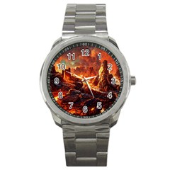 Nature Wallpaper Vulcanic Landscape Sport Metal Watch by Mog4mog4