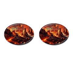 Nature Wallpaper Vulcanic Landscape Cufflinks (oval) by Mog4mog4