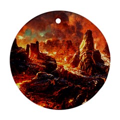 Nature Wallpaper Vulcanic Landscape Round Ornament (two Sides) by Mog4mog4