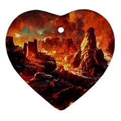 Nature Wallpaper Vulcanic Landscape Heart Ornament (two Sides) by Mog4mog4