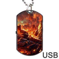 Nature Wallpaper Vulcanic Landscape Dog Tag Usb Flash (one Side) by Mog4mog4