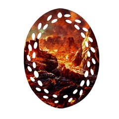 Nature Wallpaper Vulcanic Landscape Oval Filigree Ornament (two Sides) by Mog4mog4