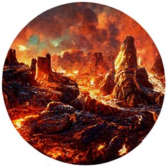 Nature Wallpaper Vulcanic Landscape Wooden Puzzle Round by Mog4mog4