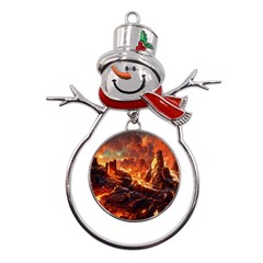 Nature Wallpaper Vulcanic Landscape Metal Snowman Ornament by Mog4mog4