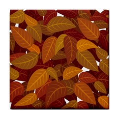 Watercolor Leaves Leaf Orange Tile Coaster