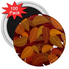 Watercolor Leaves Leaf Orange 3  Magnets (100 Pack) by Bakwanart