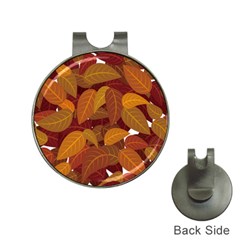 Watercolor Leaves Leaf Orange Hat Clips With Golf Markers by Bakwanart