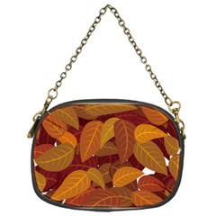 Watercolor Leaves Leaf Orange Chain Purse (one Side) by Bakwanart