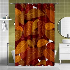 Watercolor Leaves Leaf Orange Shower Curtain 48  X 72  (small)  by Bakwanart