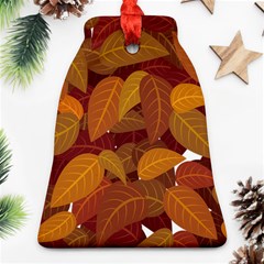 Watercolor Leaves Leaf Orange Bell Ornament (two Sides) by Bakwanart