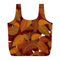 Watercolor Leaves Leaf Orange Full Print Recycle Bag (l) by Bakwanart