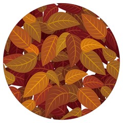 Watercolor Leaves Leaf Orange Round Trivet