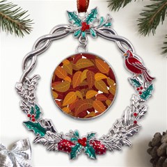 Watercolor Leaves Leaf Orange Metal X mas Wreath Holly Leaf Ornament