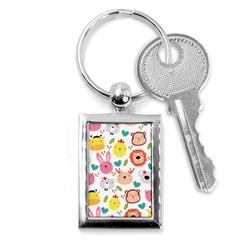 Cute Animals Cartoon Seamless Background Key Chain (rectangle) by Bakwanart