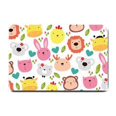 Cute Animals Cartoon Seamless Background Small Doormat by Bakwanart