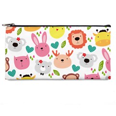 Cute Animals Cartoon Seamless Background Pencil Case by Bakwanart