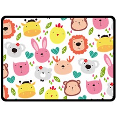 Cute Animals Cartoon Seamless Background Fleece Blanket (large) by Bakwanart