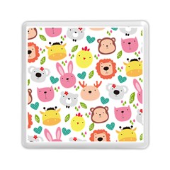 Cute Animals Cartoon Seamless Background Memory Card Reader (square) by Bakwanart