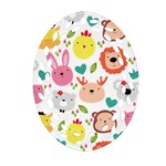 Cute Animals Cartoon Seamless Background Oval Filigree Ornament (Two Sides) Back