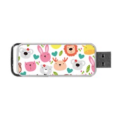 Cute Animals Cartoon Seamless Background Portable Usb Flash (one Side)