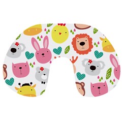 Cute Animals Cartoon Seamless Background Travel Neck Pillow