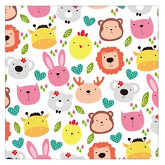 Cute Animals Cartoon Seamless Background Square Satin Scarf (36  X 36 ) by Bakwanart