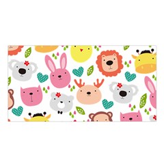 Cute Animals Cartoon Seamless Background Satin Shawl 45  X 80  by Bakwanart