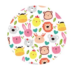 Cute Animals Cartoon Seamless Background Mini Round Pill Box by Bakwanart